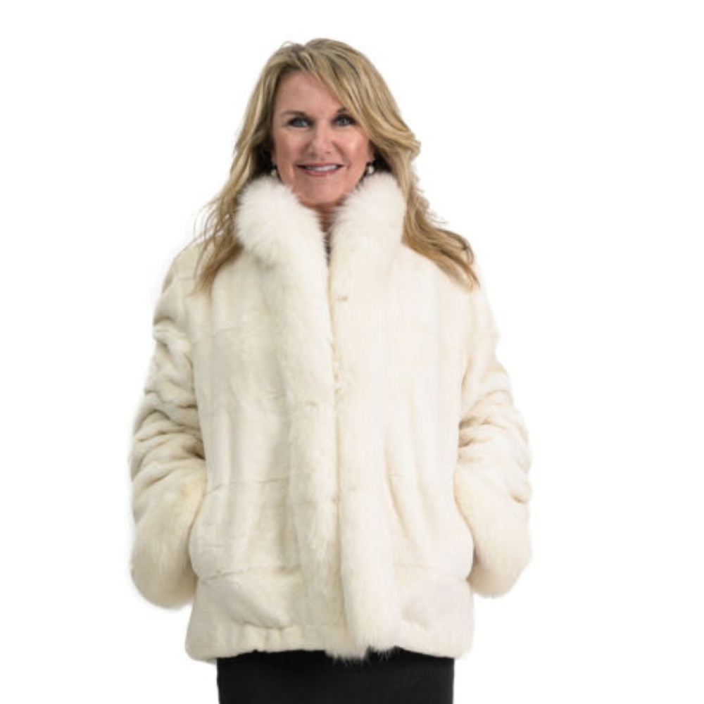 Rex Rabbit Fur Sheared Jacket with Fox Fur